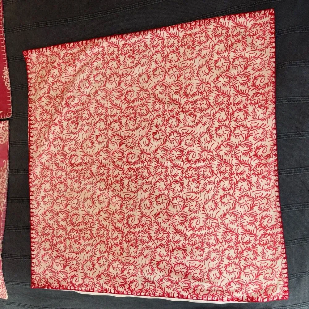 John Robshaw Pillow Shams Cotton Linen Set of 5 Diggi Coral Red & Others India